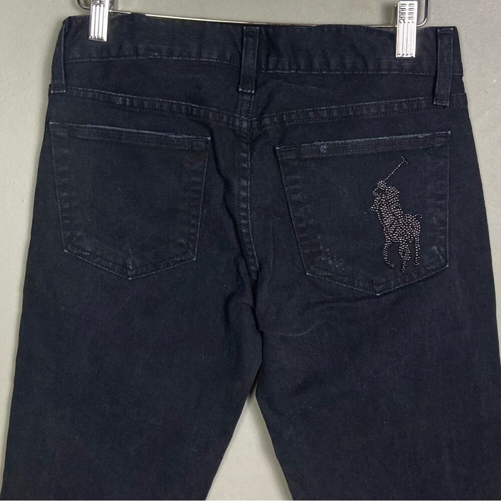 Ralph Lauren jeans women's size 25 skinny bootcut pony bling black western